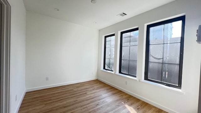 spare room featuring wood-type flooring