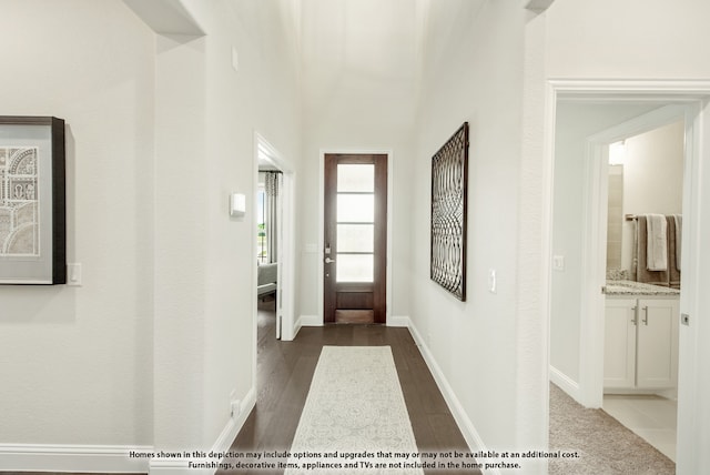 interior space featuring dark hardwood / wood-style flooring