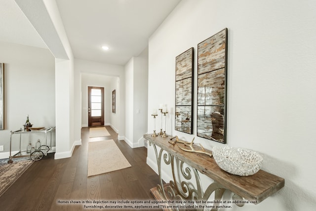 entrance foyer with dark hardwood / wood-style floors