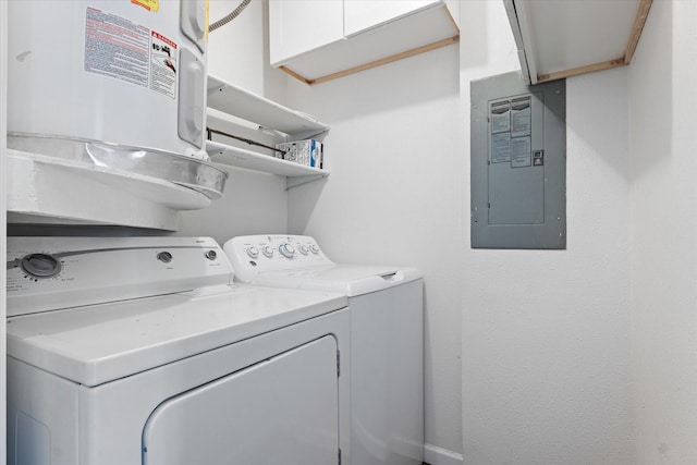 laundry room with separate washer and dryer and electric panel