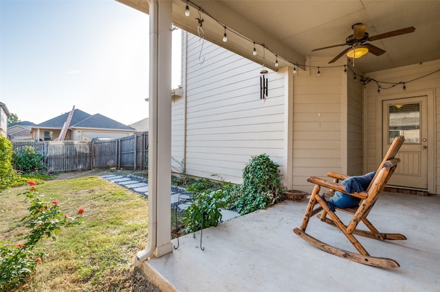 view of patio with ceiling fan