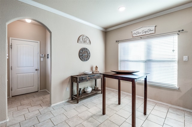 office area with crown molding