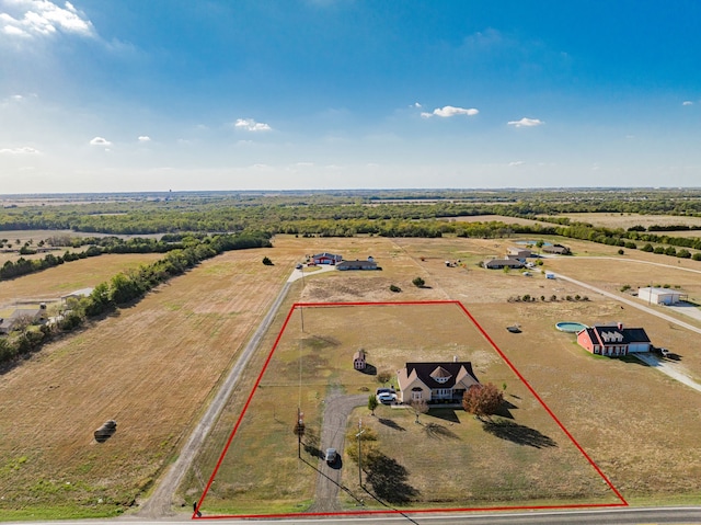 bird's eye view with a rural view