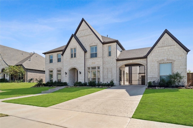 french country home with a front yard