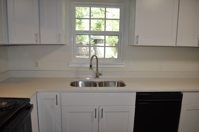 kitchen with sink, dishwasher, and white cabinets