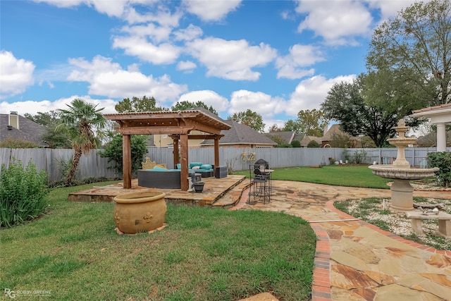 view of yard with a patio and a pergola