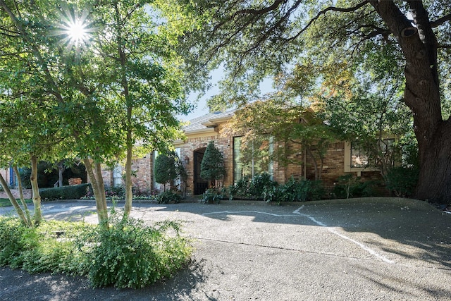 view of property hidden behind natural elements