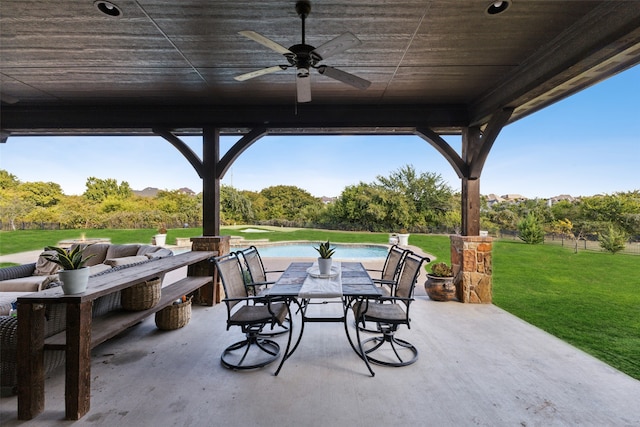 view of patio / terrace with ceiling fan