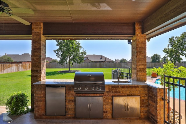 133 Prairie Creek Way, Abilene, TX 79602 - view of patio / terrace featuring a sink and ceiling fan