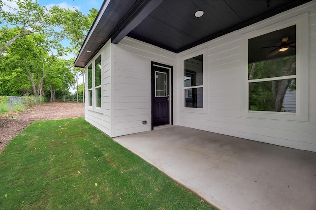 exterior space featuring a yard and a patio