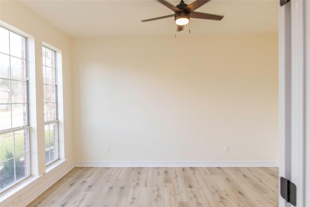 3004 Normandy Dr, Mckinney, TX 75070 - empty room featuring light wood-style flooring, healthy amount of natural light, baseboards, and ceiling fan