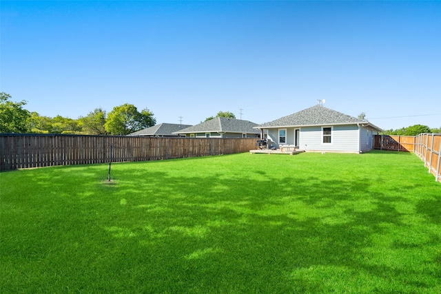 view of yard with a fenced backyard