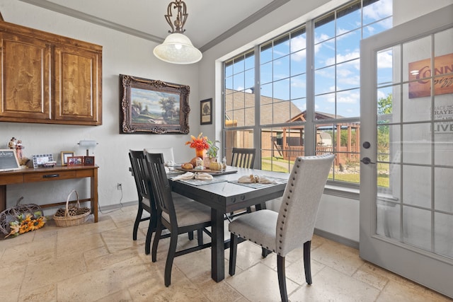 dining room featuring a wealth of natural light and ornamental molding