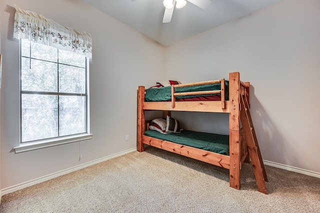 bedroom with carpet floors and ceiling fan