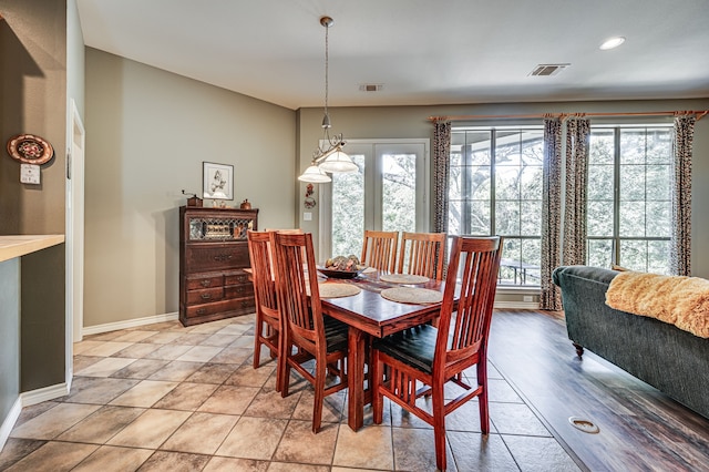 view of tiled dining room