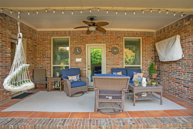 view of patio / terrace with ceiling fan and an outdoor hangout area