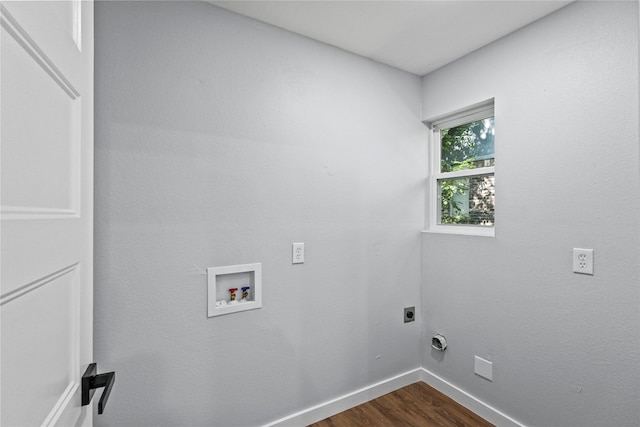 laundry room with washer hookup, hookup for an electric dryer, and hardwood / wood-style floors