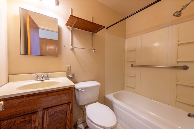 full bathroom featuring vanity, toilet, and shower / tub combination