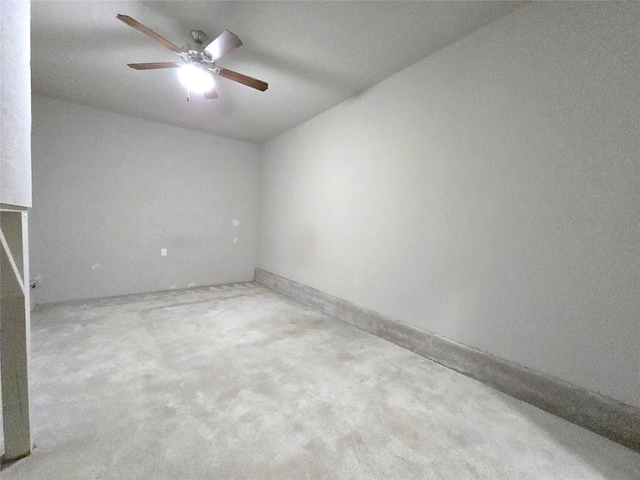 empty room with carpet floors and ceiling fan