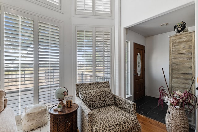 foyer entrance with dark hardwood / wood-style floors