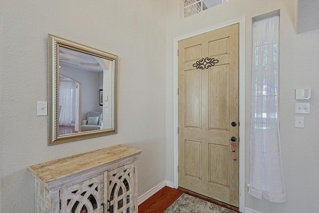 entryway with dark hardwood / wood-style floors