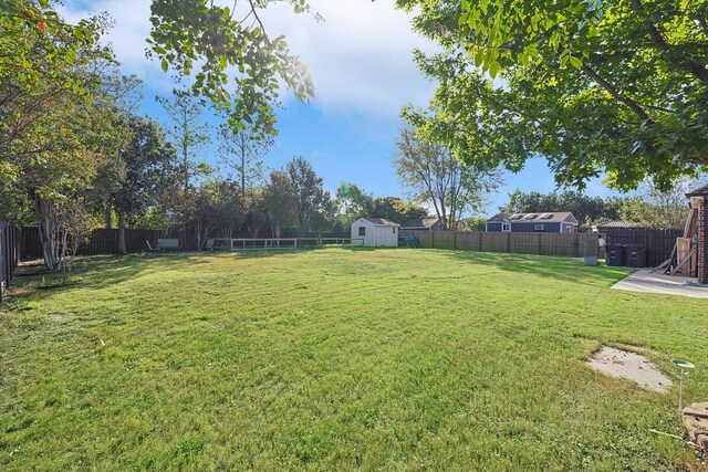 view of yard with a shed