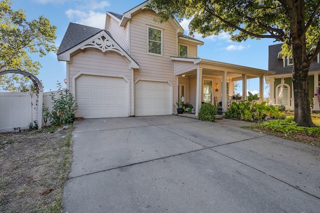 view of front of home with a garage