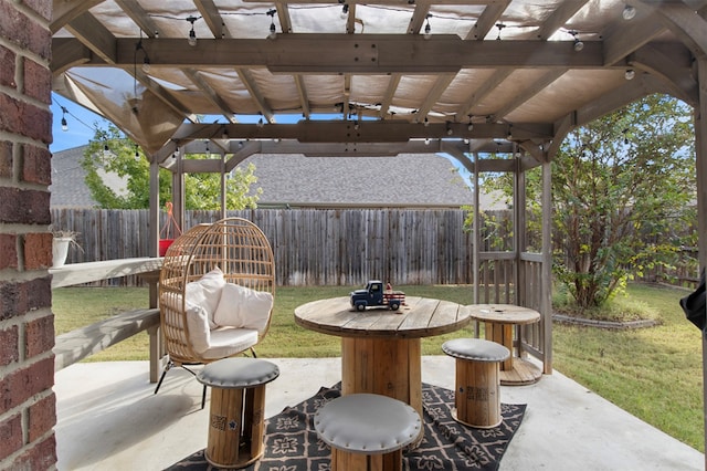 view of patio featuring a pergola