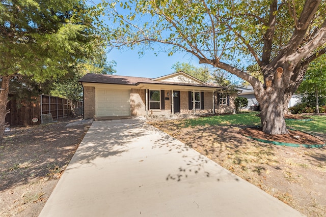 single story home with a garage