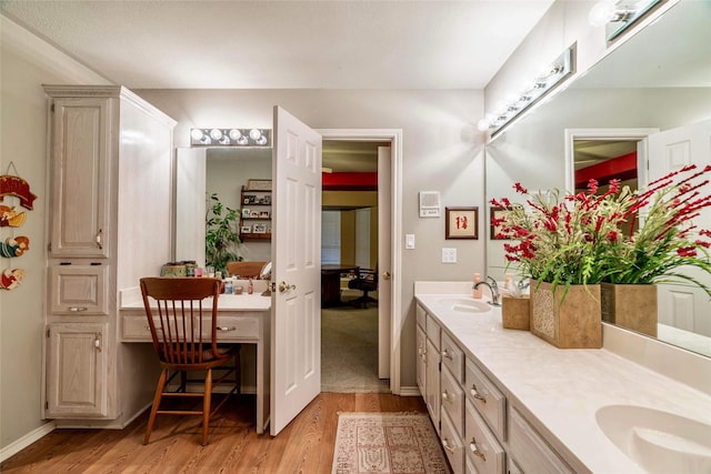 bathroom featuring wood-type flooring and vanity