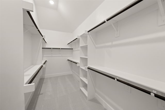 spacious closet with light colored carpet