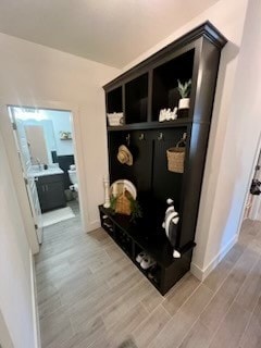 mudroom featuring light wood-type flooring