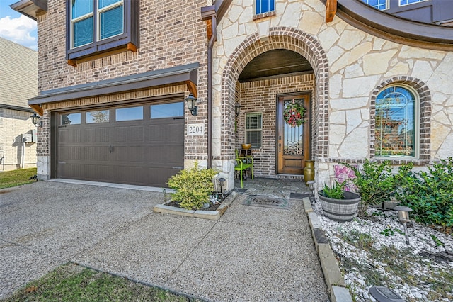 property entrance with a garage