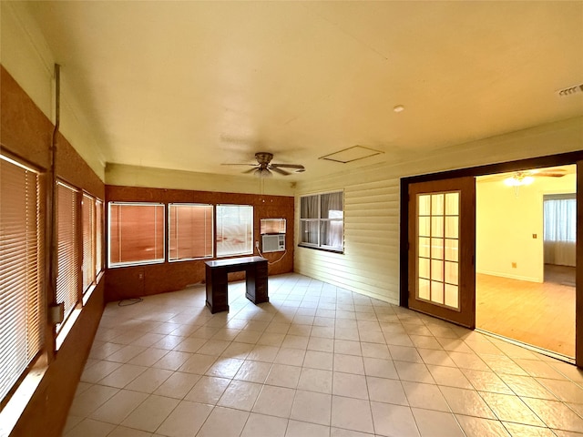 interior space featuring ceiling fan and pool table