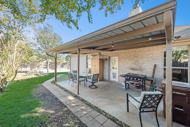 view of patio with area for grilling