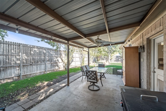 view of patio / terrace with ceiling fan