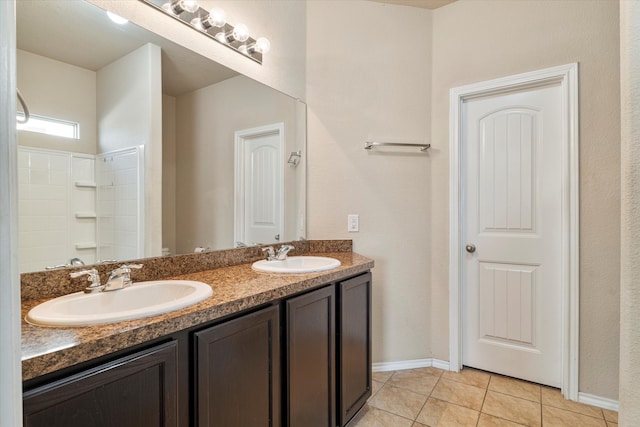 bathroom featuring vanity and tile patterned floors