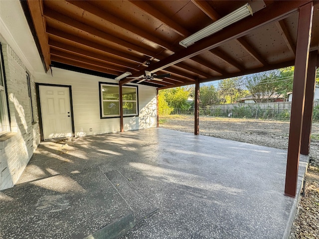 view of patio / terrace featuring ceiling fan