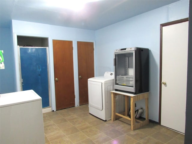 washroom with washer / dryer and heating unit