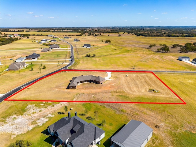 bird's eye view featuring a rural view