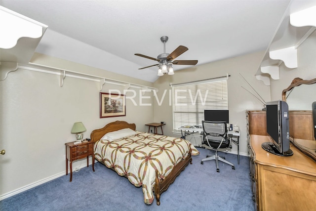 bedroom with carpet floors and ceiling fan