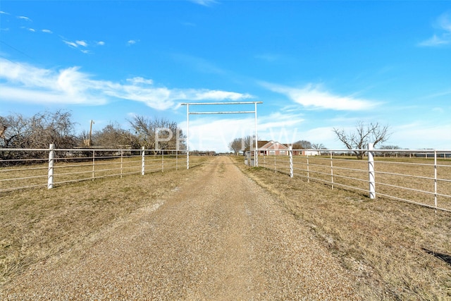 view of street with a rural view