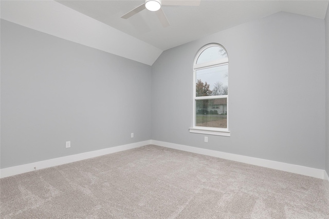 bonus room with carpet, ceiling fan, and lofted ceiling