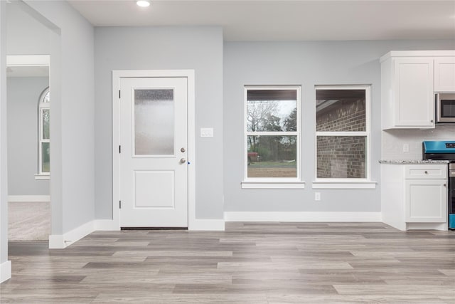 entrance foyer with light hardwood / wood-style flooring