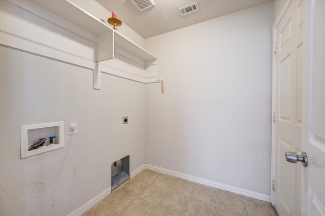 washroom featuring hookup for an electric dryer and washer hookup