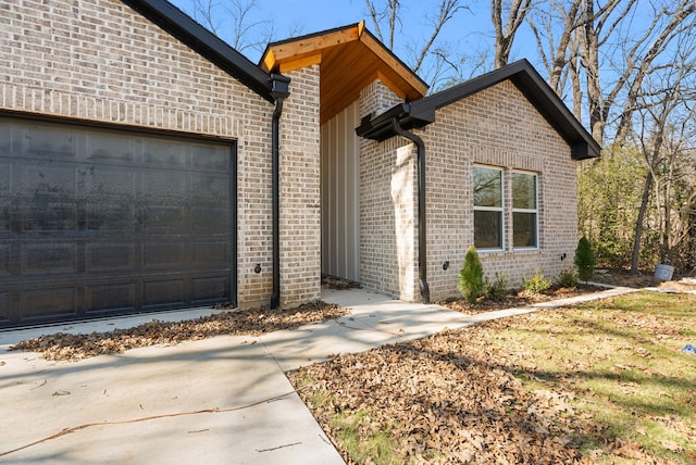 exterior space with a garage