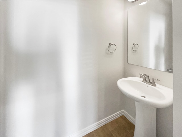 bathroom featuring wood-type flooring