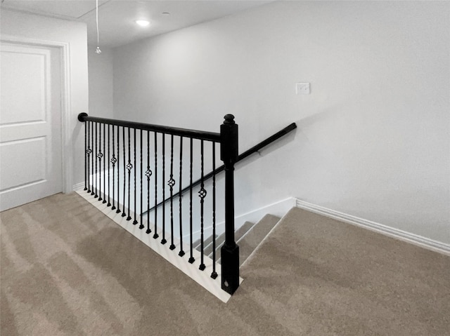 3941 Hometown Blvd, Forney, TX 75126 - stairs with attic access, carpet floors, and baseboards