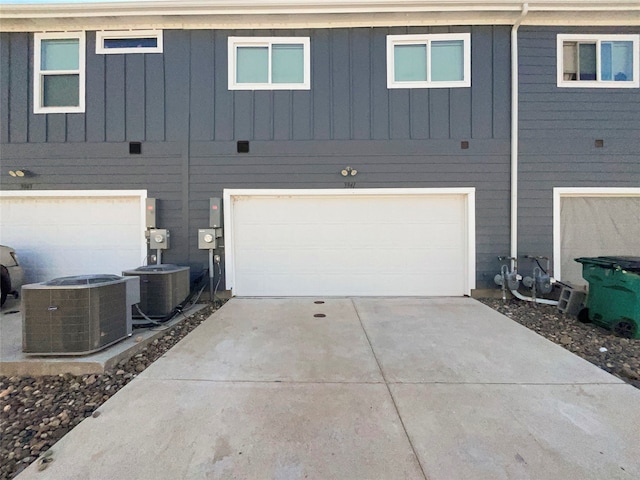 garage with central AC unit