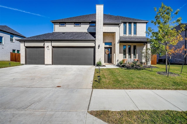 prairie-style home with a front yard